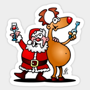 Santa Claus and his reindeer Sticker